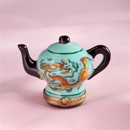 Picture of Limoges Green Oriental Teapot with Dragon  Box