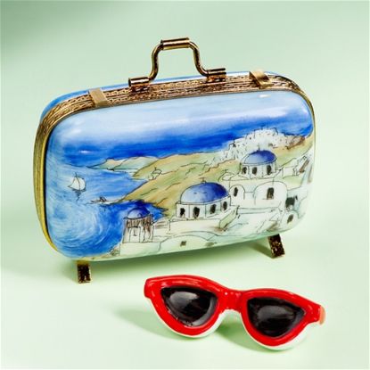 Picture of Limoges Santorini Suitcase Box with Sunglasses