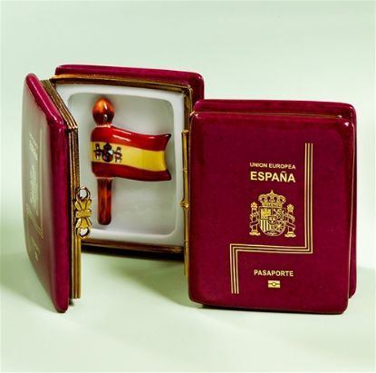 Picture of Limoges Spanish Passport with Flag Box