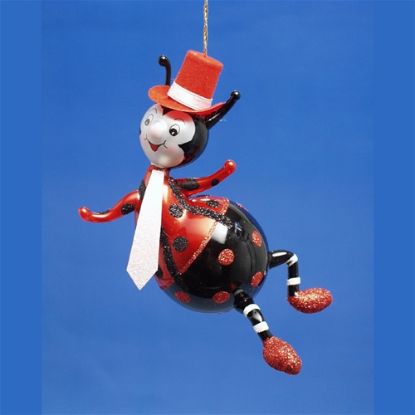 Picture of De Carlini Ladybug with Tie Christmas Ornament 