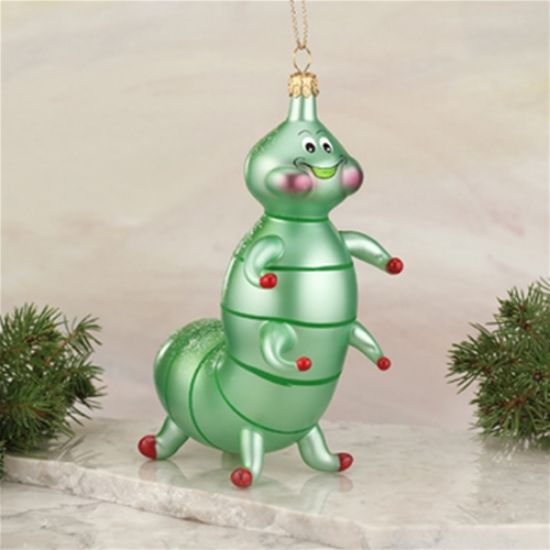 Picture of De Carlini Green Caterpillar Christmas Ornament