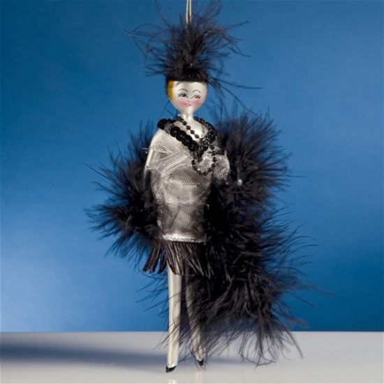 Picture of De Carlini Diva with Feathers Christmas Ornament