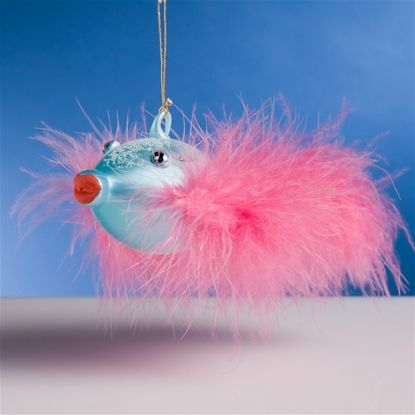 Picture of De Carlini Blue Fish Pink Feathers Christmas Ornament