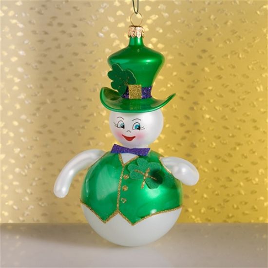 Picture of De Carlini Irish Snowman Christmas Ornament 