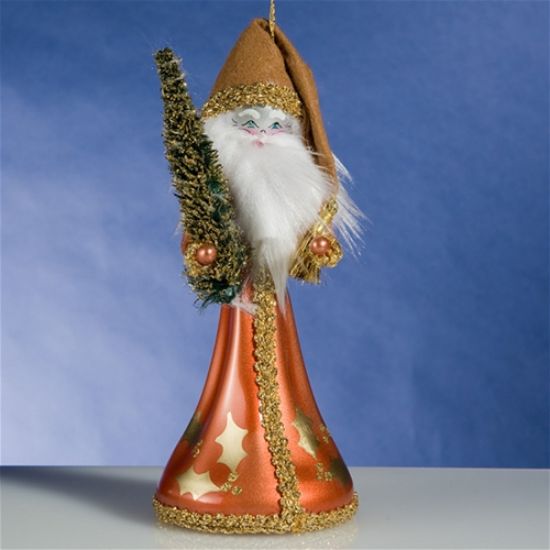 Picture of De Carlini Santa in Brown Coat Christmas Ornament