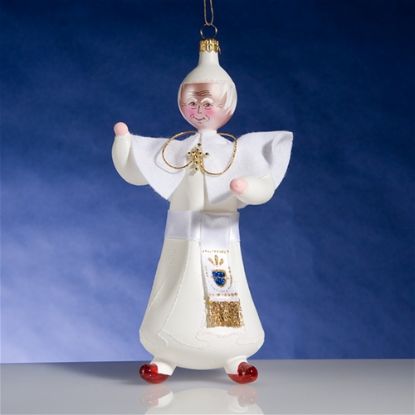 Picture of De Carlini Ltd Ed  St John Paul II in White Christmas Ornament