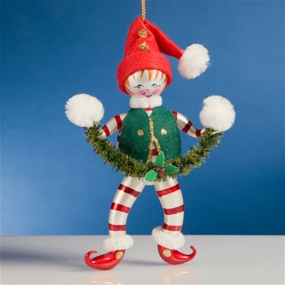 Picture of De Carlini Elf with Wreath Christmas Ornaments