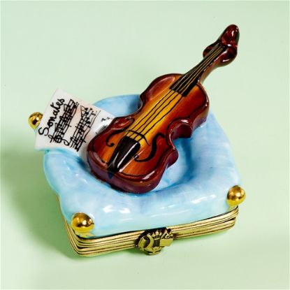 Picture of Limoges Concert Violin on Blue Pillow Box 