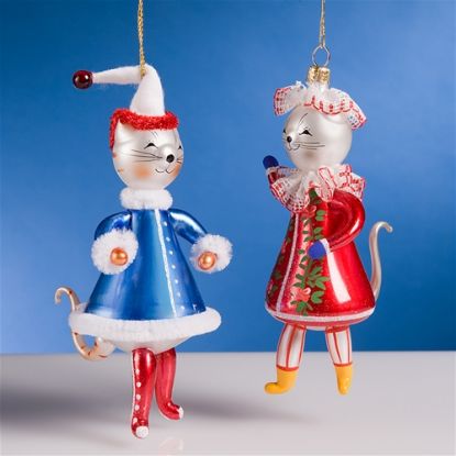 Picture of De Carlini Set of 2 Cats Christmas Ornaments