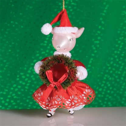 Picture of De Carlini Christmas Pig with Wreath Ornament