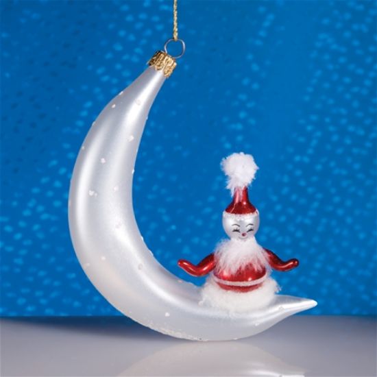 Picture of De Carlini Santa on Moon Christmas Ornament