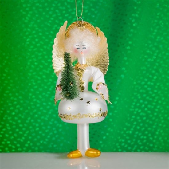 Picture of De Carlini Angel with Tree Christmas Ornament