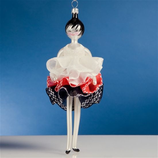 Picture of De Carlini Lady in White Red and Black Christmas Ornament