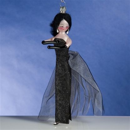 Picture of De Carlini Lady in Black Designer Dress Ornament