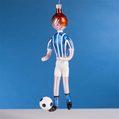 Picture of De Carlini Soccer Player in Blue Christmas Ornament