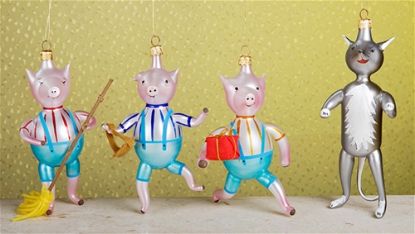 Picture of De Carlini 3 Little Pigs and Wolf Christmas Ornaments