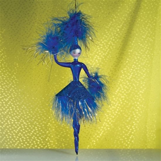 Picture of De Carlini Lady Blue Feathers Christmas Ornament
