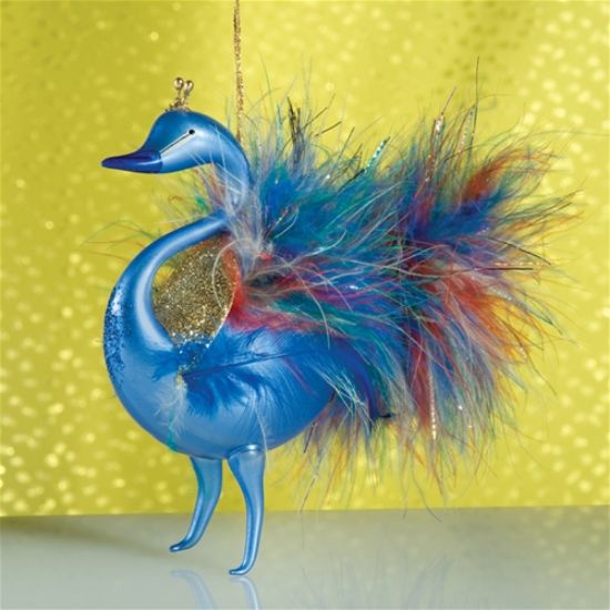 Picture of De Carlini Blue Peacock Christmas Ornament