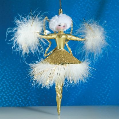 Picture of De Carlini Gold Pompons Lady Christmas Ornament