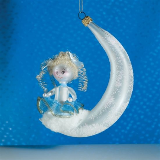 Picture of De Carlini Girl on Moon Christmas Ornament