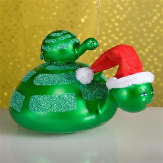 Picture of De Carlini Santa Turtle with Baby Christmas Ornament