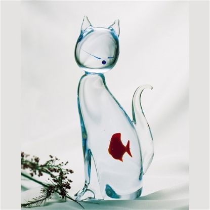 Picture of Murano Italian Glass Cat with Fish 