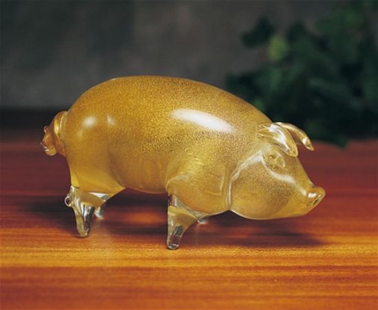 Picture of Murano Italian Glass Gold Pig