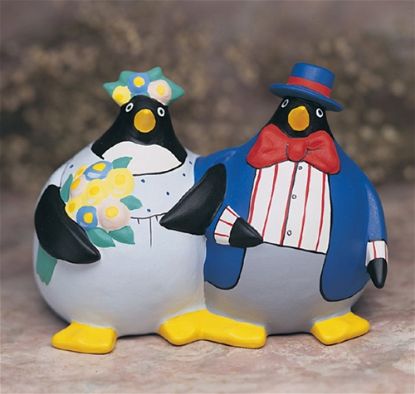 Picture of Bride and Groom Italian Ceramic Penguins