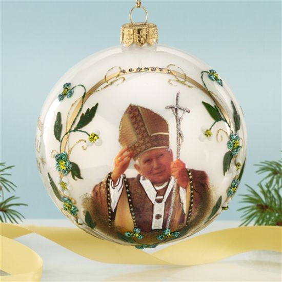 Picture of Blessed St John Paul II Polish Glass Beatification Ornament