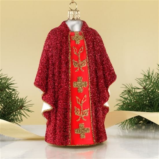 Picture of Red Priest Vestment Polish Glass Christmas  Ornament
