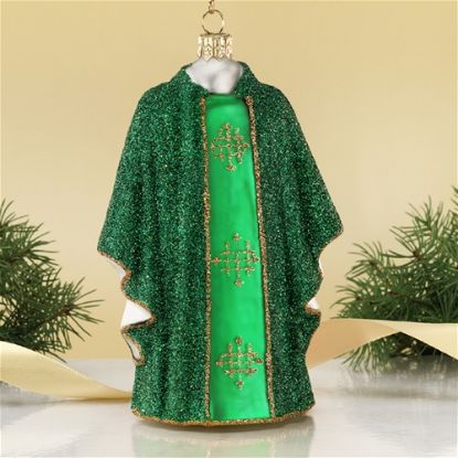 Picture of Green Priest Vestment Polish Glass Christmas Ornament