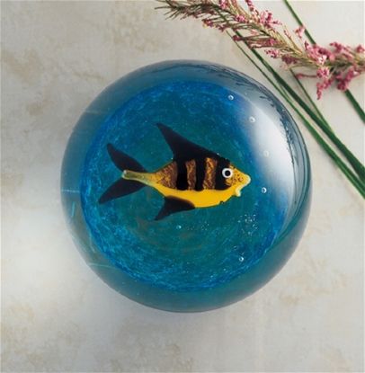 Picture of Murano Italian Glass Yellow Fish Paperweight 