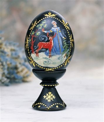 Picture of Russian Snowmaiden wooden Egg on Stand