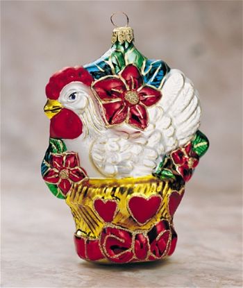 Picture of French Hen Polish Glass Christmas Ornament