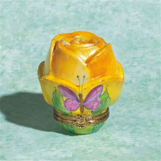 Picture of Limoges Yellow Rose with Butterfly Box