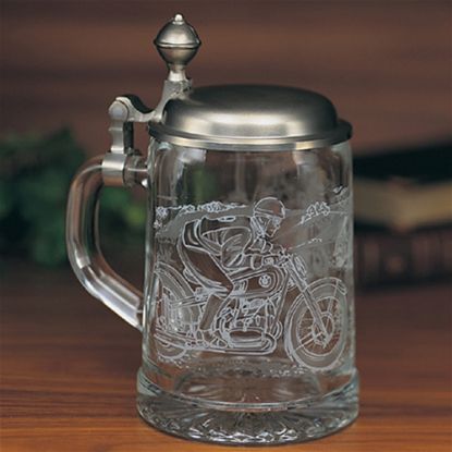 Picture of German Motorcycle Glass Beer Stein 