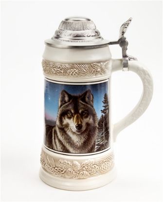 Picture of German Meger Wolf Ceramic Beer Stein