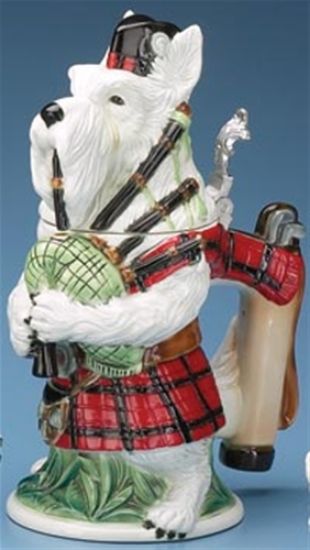 Picture of White Scottie Bagpiper German Beer Stein