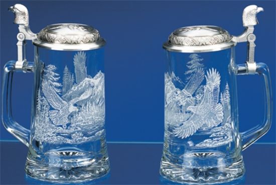 Picture of James Meger Bald Eagle Glass Etched German Beer Stein