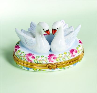 Picture of Limoges Romantic Swans with Roses Box