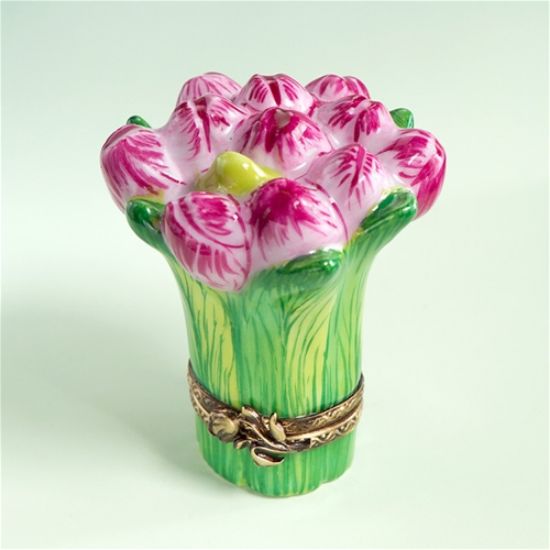 Picture of Limoges Pink Tulips Bouquet Box 