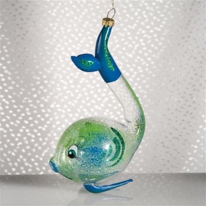Picture of Blue Fish Italian Glass Christmas Ornament