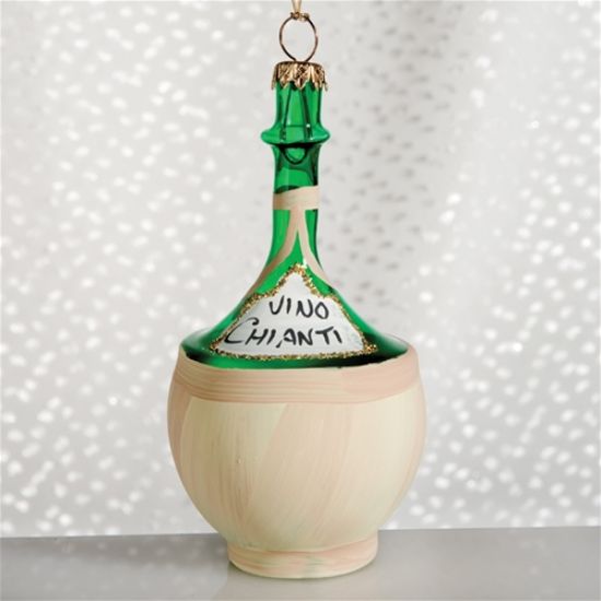 Picture of Chianti Bottle Italian Glass Christmas Ornament