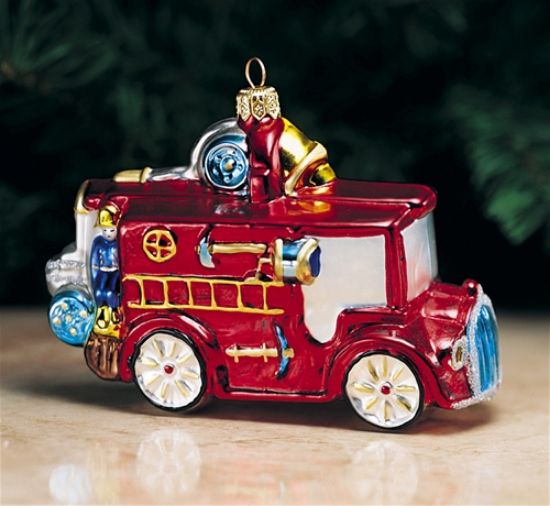 Picture of Fire Engine Polish Glass Christmas Ornament