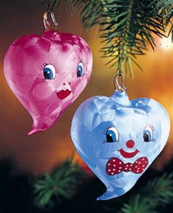 Picture of Set of Two Hearts Italian Glass christmas Ornaments
