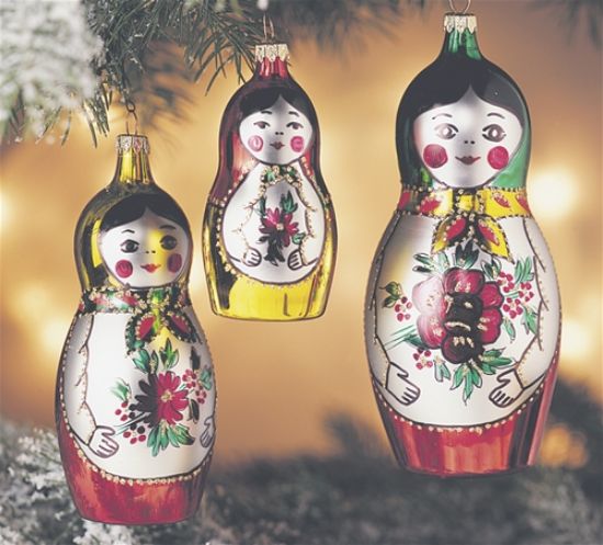 Picture of Matryoshkas Italian Glass Christmas Ornaments set of 3
