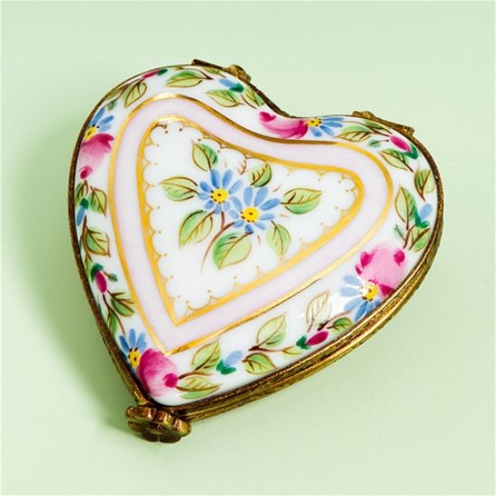 Picture of Limoges Pastel Flowers Heart Box