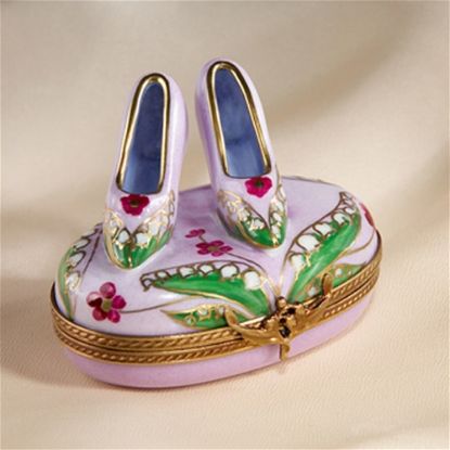 Picture of Limoges Purple Shoes Lily of the Valley Shoes on Oval Box