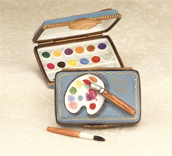 Picture of Limoges Blue Paint Box with Paint Brush