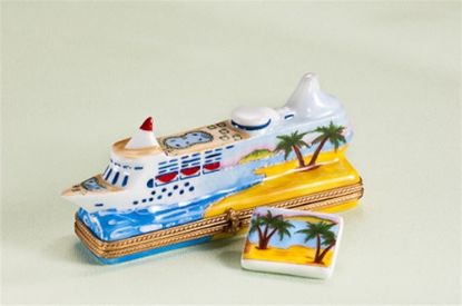 Picture of Limoges Cruise Boat with Palm Trees Postcard Box